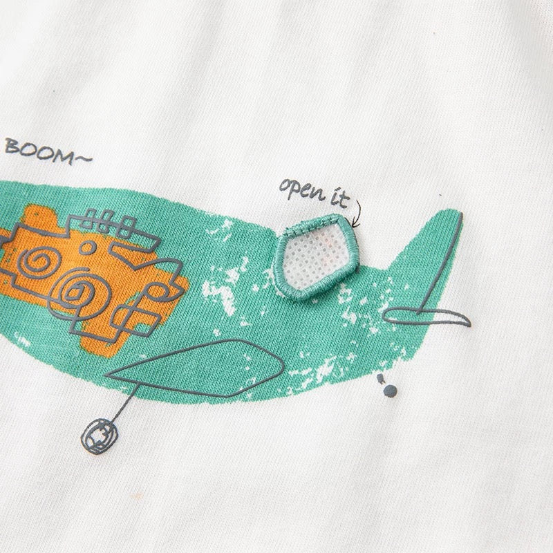 dave&bella Dave Bella Airplane/Excavator Car Design Raglan T-shirt DB2221559