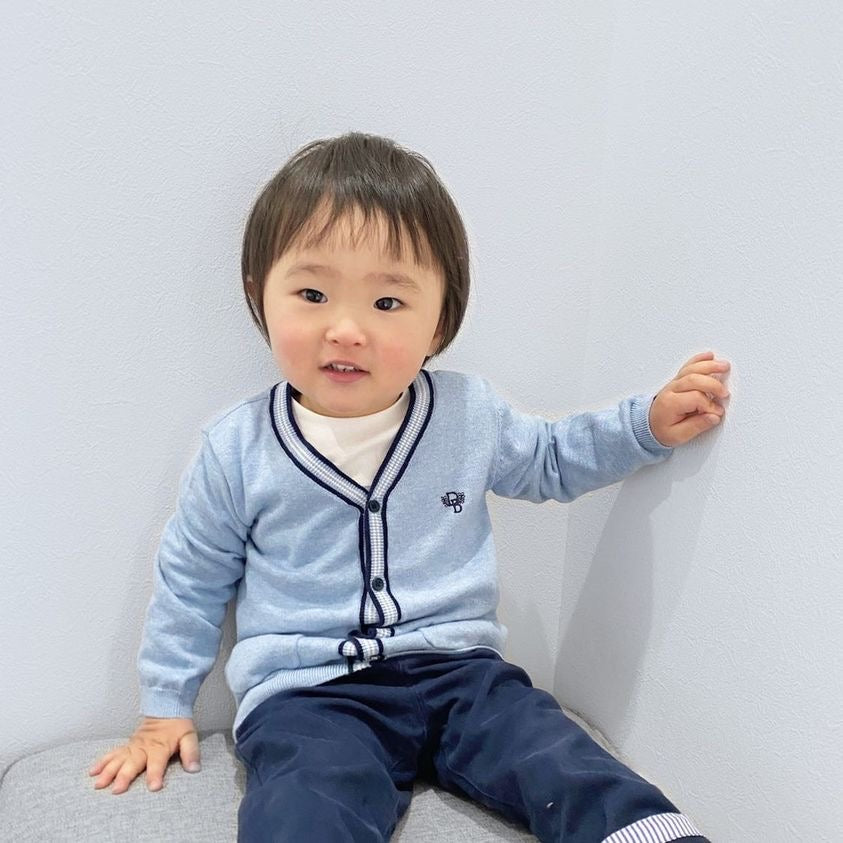 dave&bella Dave Bella logo embroidery blue cardigan DB1220674