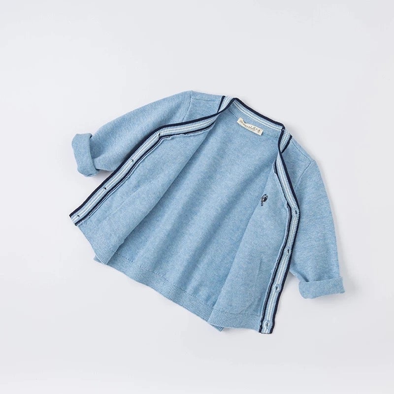 dave&bella Dave Bella logo embroidery blue cardigan DB1220674