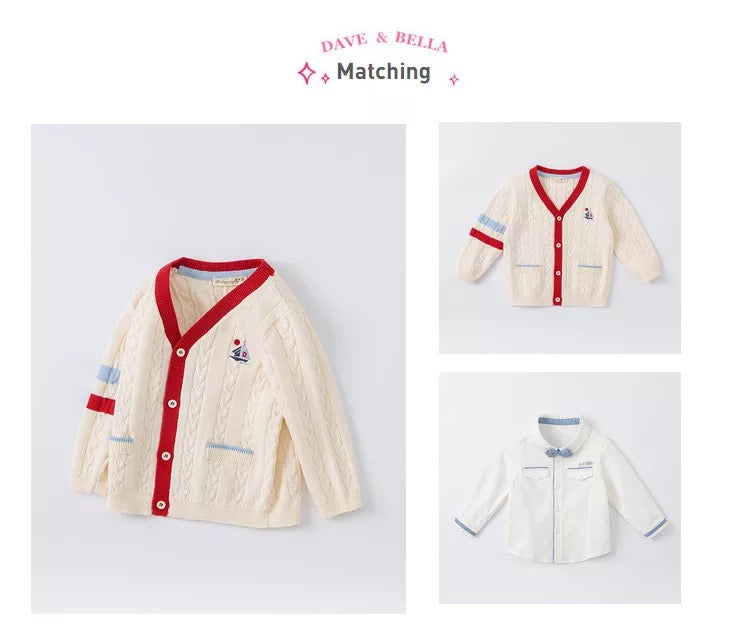 dave&bella Dave Bella yacht embroidery cable knit cardigan DB1221067