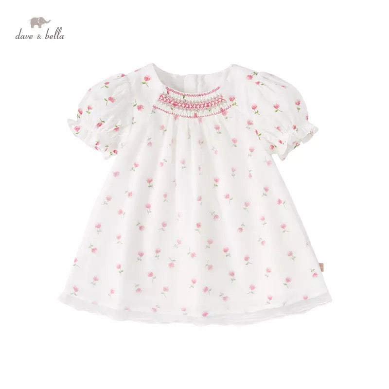 【80cm last one】dave&bella デイブベラ フラワーデザインスモッキングワンピース DB2221628