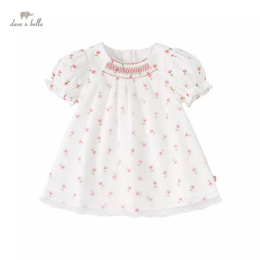 【80cm last one】dave&bella デイブベラ フラワーデザインスモッキングワンピース DB2221628