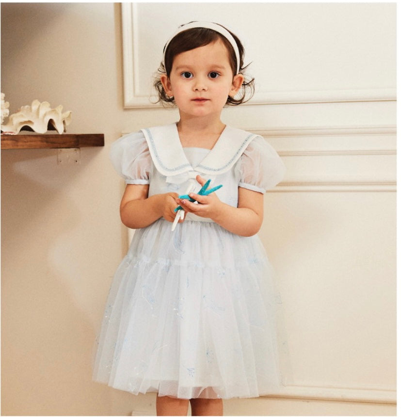 dave&bella デイブベラ セーラー襟ライトブルーチュールドレス DB2235004