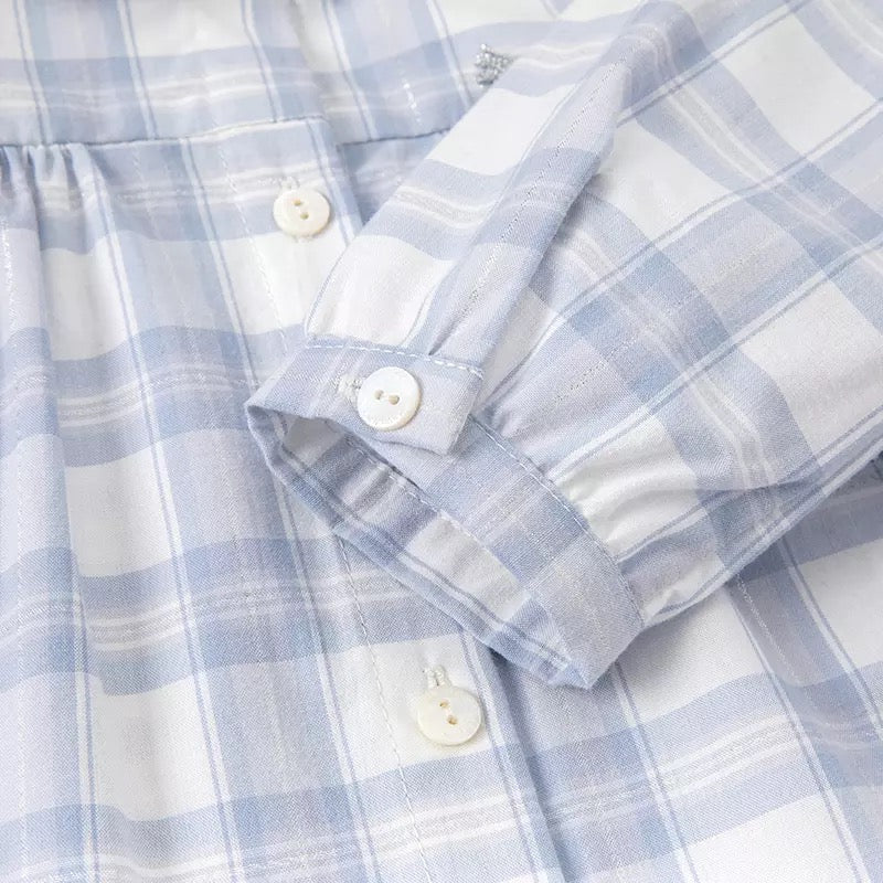 dave&bella dave bella pale blue check blouse DB1221654 100cm