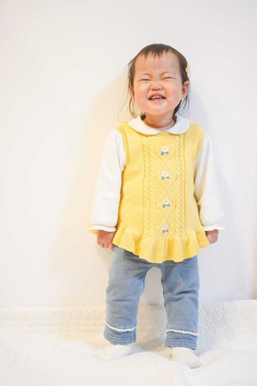 dave&bella デイブベラ フラワー刺繍イエローベスト DB1221228