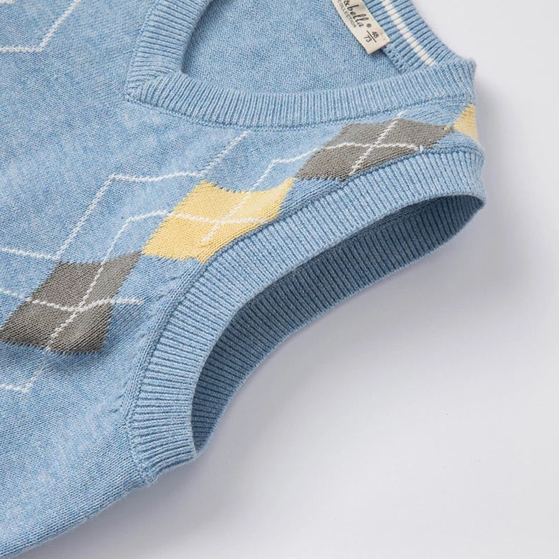 dave&bella Dave Bella Argyle Design Blue Vest DB1220676