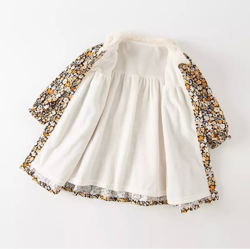 dave&bella デイブベラ ポシェット付きふわふわ襟フローラルワンピース DB4224226 90cm