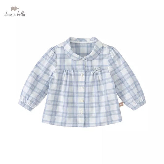 dave&bella dave bella pale blue check blouse DB1221654 100cm