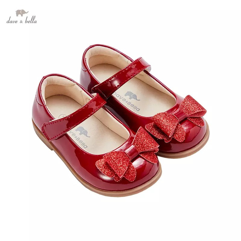 【14.5cm last one】dave&bella デイブベラ レッドリボンエナメルシューズ DB1221533