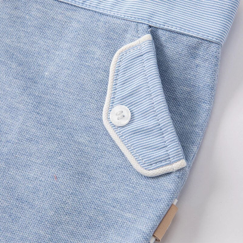 dave&bella デイブベラ ボウタイ付きライトブルーサロペットデザインロンパース DB2221636