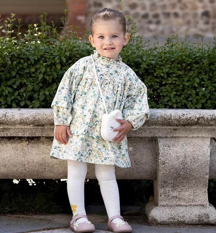 dave&bella デイブベラ ポシェット付きグリーンイエローフローラルワンピース DB3222705 90cm