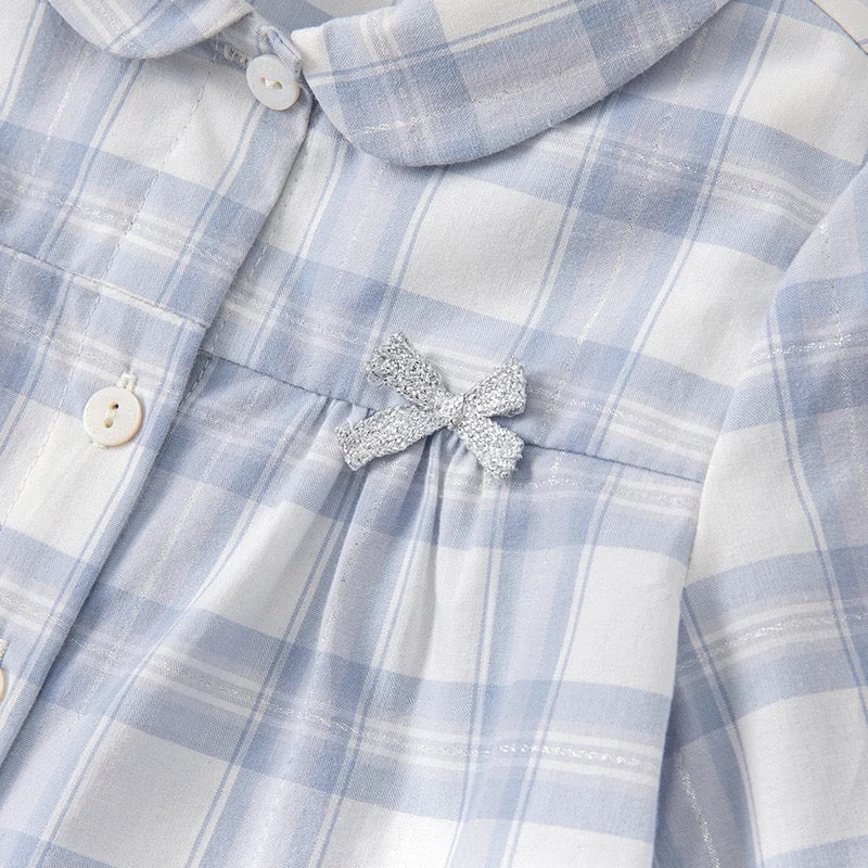 dave&bella dave bella pale blue check blouse DB1221654 100cm