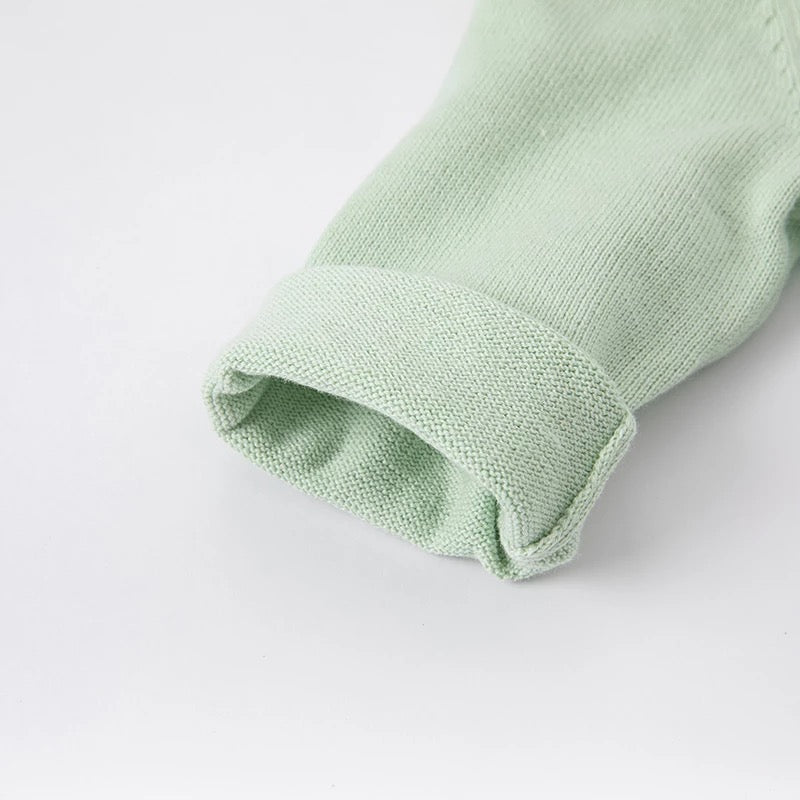 dave&bella デイブベラ チェリー刺繍ビッグカラーライトグリーンカーディガン DB1220488