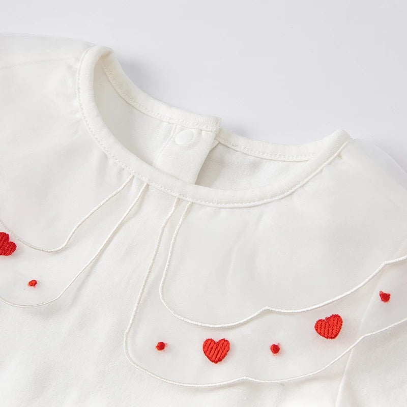 dave&bella Dave Bella heart embroidery double collar blouse DB1220891