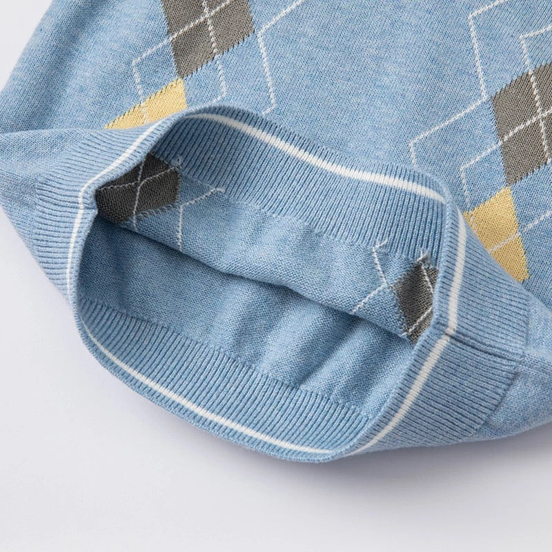 dave&bella Dave Bella Argyle Design Blue Vest DB1220676