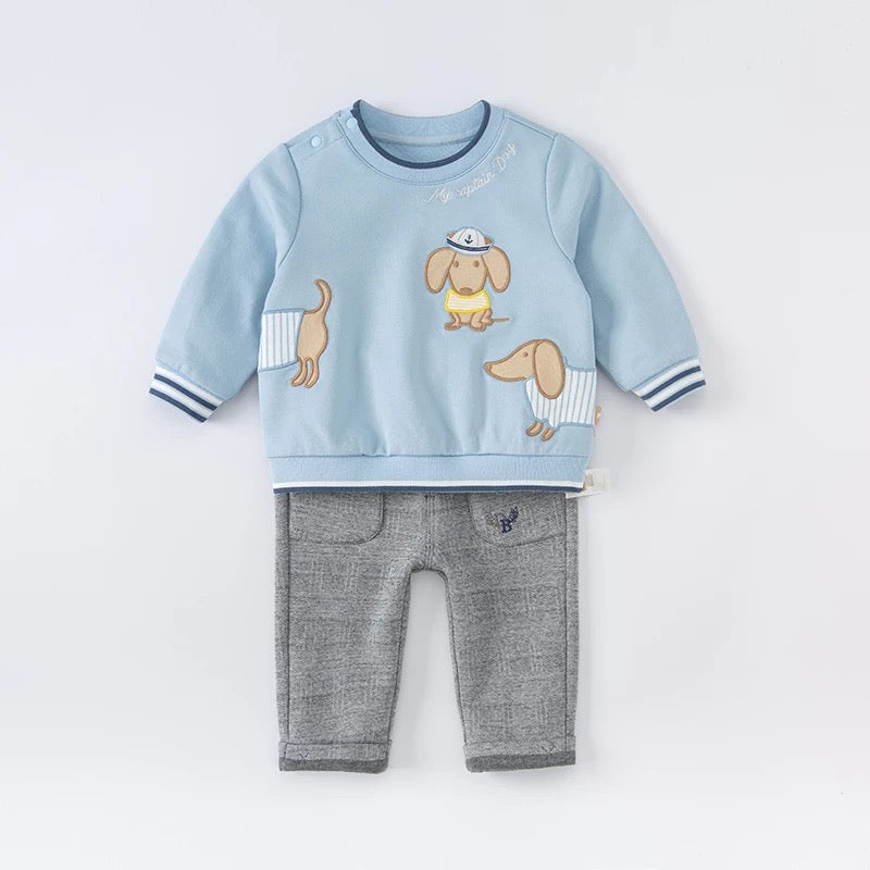 【100cm last 1】dave&bella デイブベラ ネイビーストライプポイントグレーパンツ DB1220745