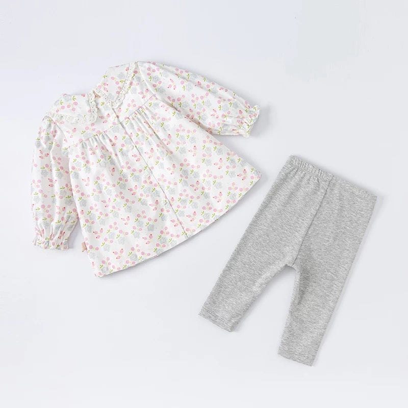 dave&bella デイブベラ ピンクフローラルスモッキングトップスセットアップ DB1221065