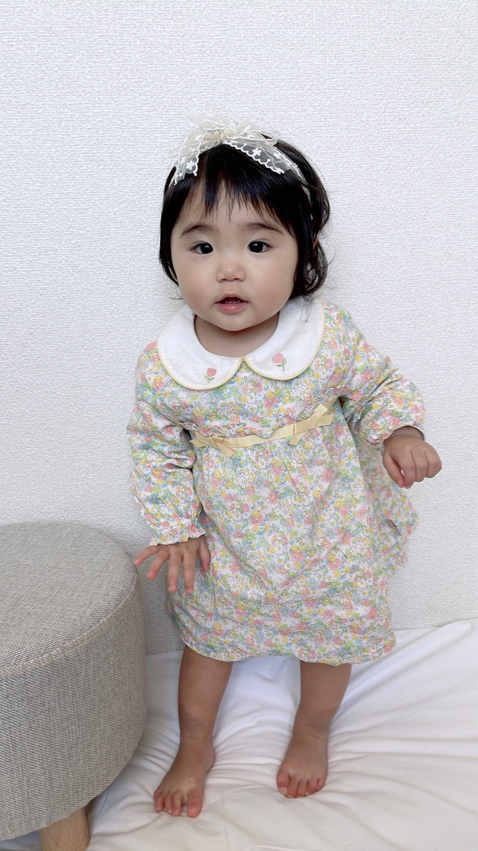 dave&bella Dave Bella Tulip embroidery collar yellow floral dress DB1221058