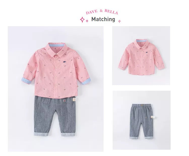 dave&bella Dave Bella Paper Plane Design Red Stripe Shirt DB1220683