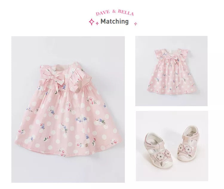 dave&bella デイブベラ ピンクドットフローラルワンピース