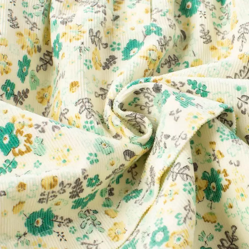 dave&bella デイブベラ ポシェット付きグリーンイエローフローラルワンピース DB3222705 90cm