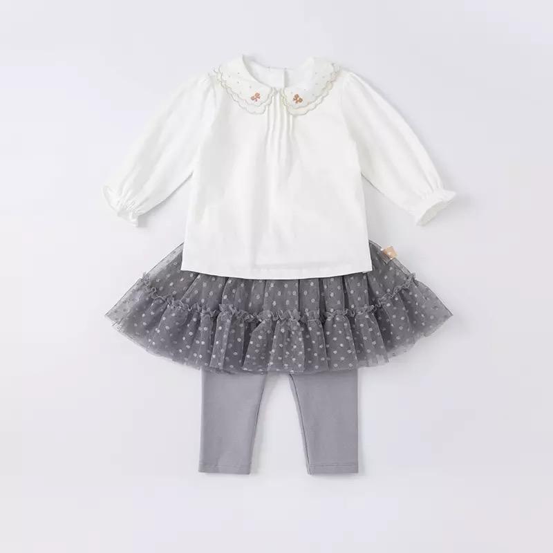 dave&bella Dave Bella double color ribbon embroidery blouse DB1220887