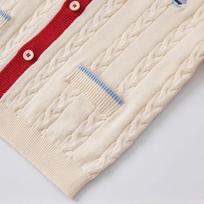 dave&bella Dave Bella yacht embroidery cable knit cardigan DB1221067