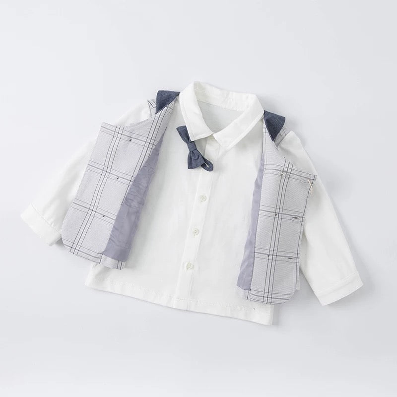 dave&bella Dave Bella Gray Check Vest Docking Dress Setup DB1220611