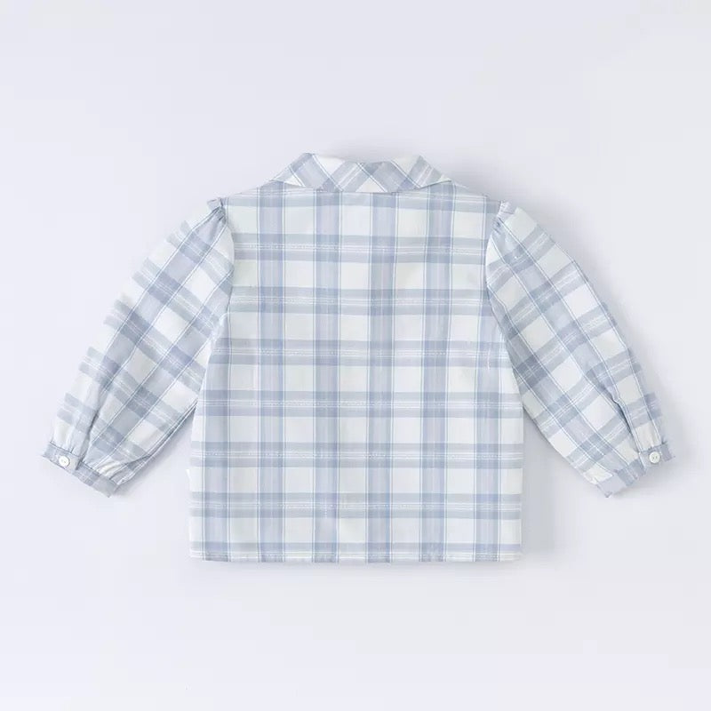 dave&bella dave bella pale blue check blouse DB1221654 100cm