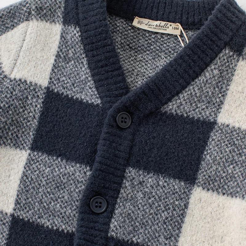 dave&bella Dave Bella Navy Block Check Cardigan 24M
