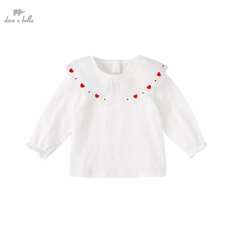 dave&bella Dave Bella heart embroidery double collar blouse DB1220891