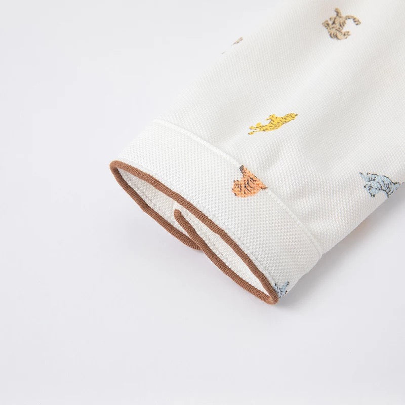 【130cm last one】dave&bella デイブベラ ボウタイ付きタイガーデザインスタンドカラーシャツ DB1220742