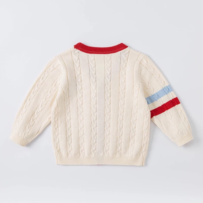 dave&bella Dave Bella yacht embroidery cable knit cardigan DB1221067