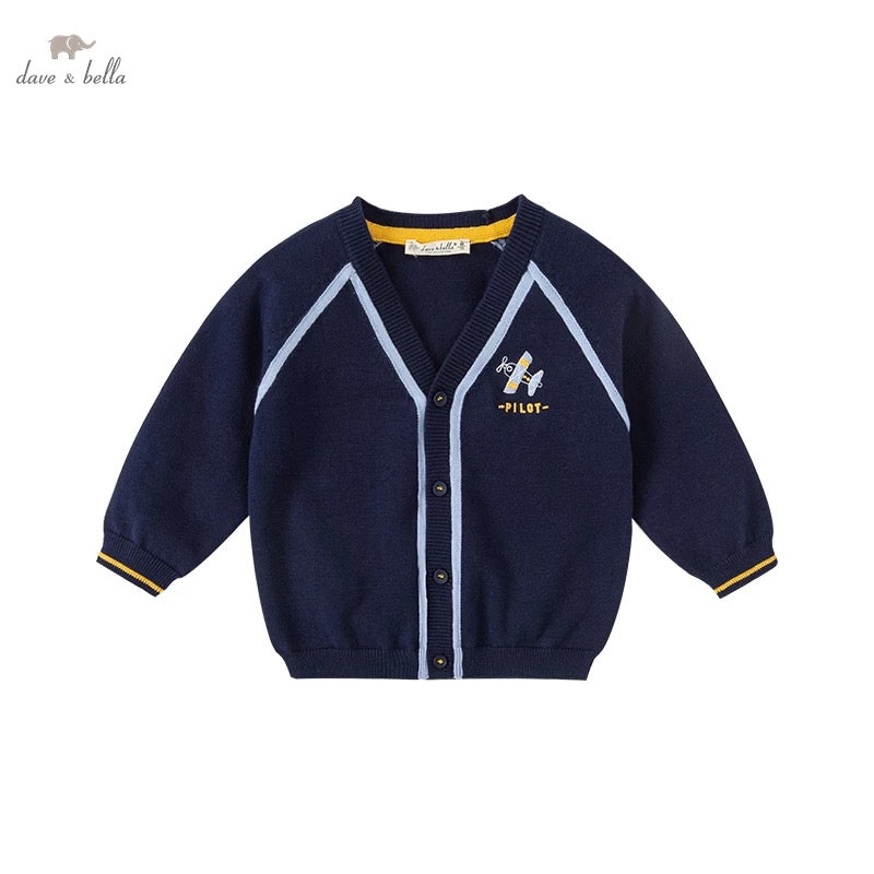 dave&bella Dave Bella Airplane Embroidery Navy Cardigan DB1221068