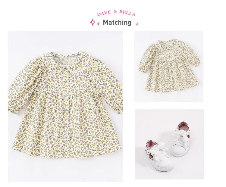 dave&bella デイブベラ イエローブルーフローラルワンピース DB3222714