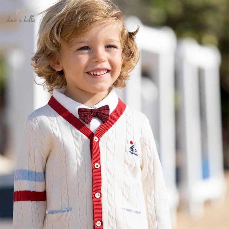 dave&bella Dave Bella yacht embroidery cable knit cardigan DB1221067