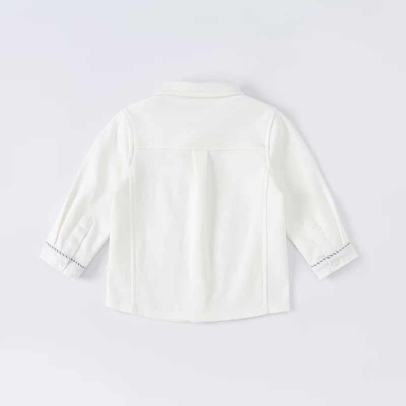 dave&bella デイブベラ ブルーストライプボウタイ付きロゴ刺繍シャツ DB1220739