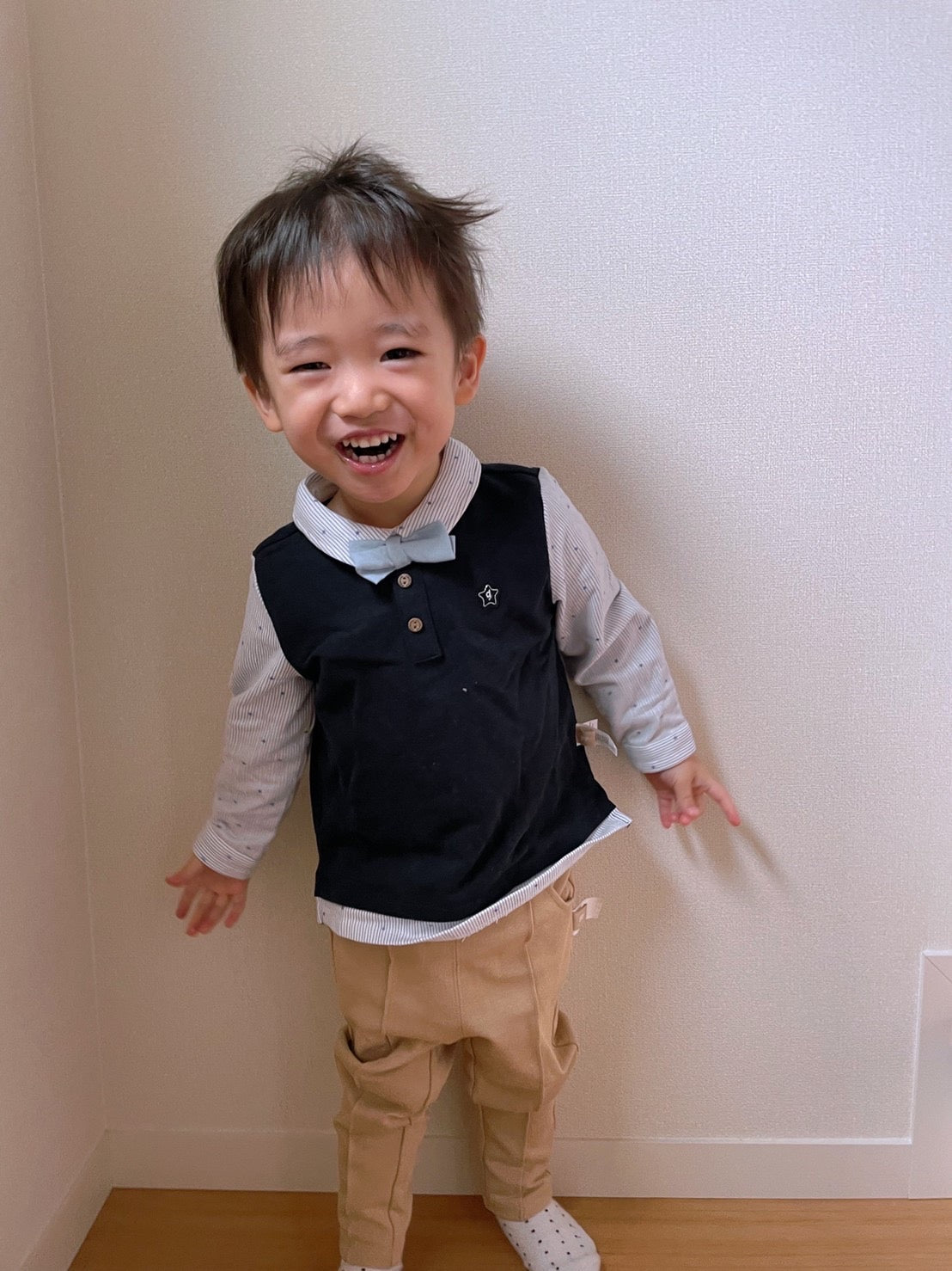 dave&bella デイブベラ ボウタイ付きベストドッキングスターシャツセットアップ DB1220642