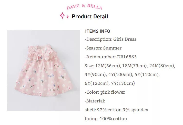 dave&bella デイブベラ ピンクドットフローラルワンピース