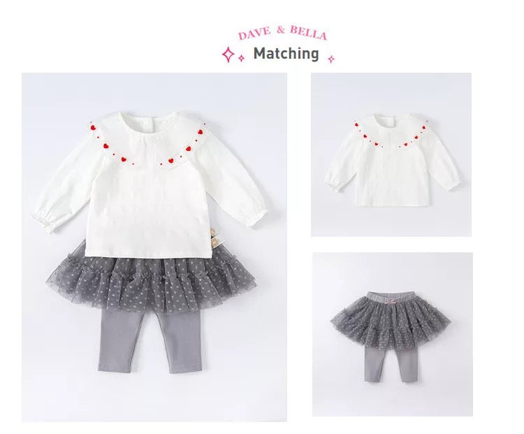 dave&bella Dave Bella heart embroidery double collar blouse DB1220891