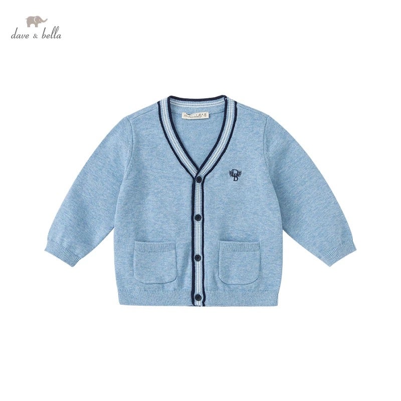 dave&bella Dave Bella logo embroidery blue cardigan DB1220674