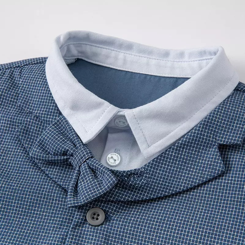 dave&bella Dave Bella blue vest docking shirt setup with bowtie DB1221148