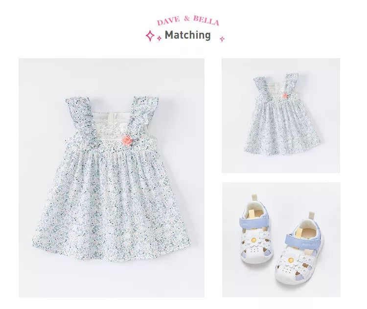 dave&bella デイブベラ フリルスリーブフローラルワンピース DB2221903 90cm