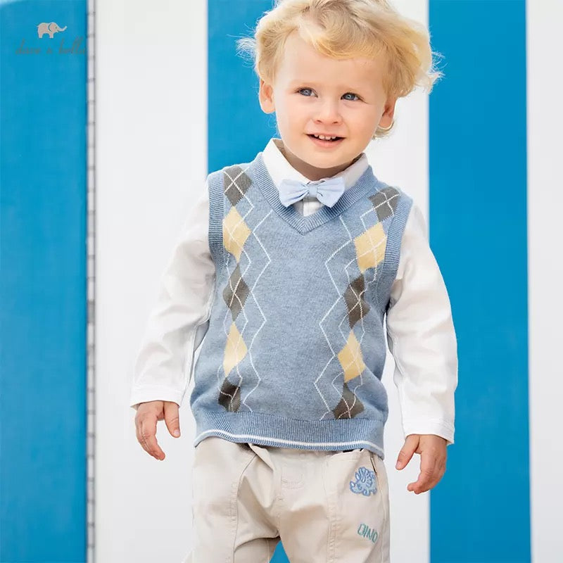 dave&bella Dave Bella Argyle Design Blue Vest DB1220676