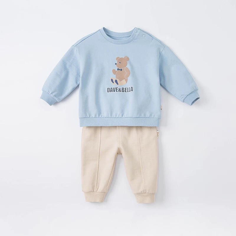 dave&bella デイブベラ テディベアイラストライトブルートレーナー DB1220835-1