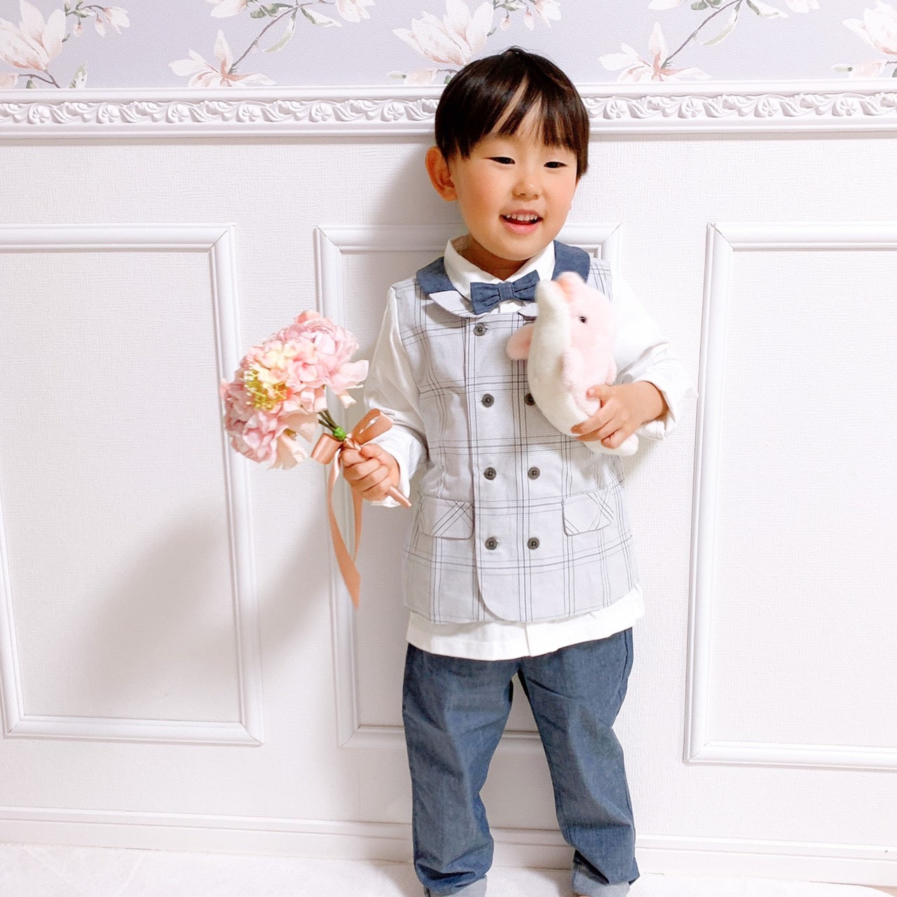 dave&bella Dave Bella Gray Check Vest Docking Dress Setup DB1220611