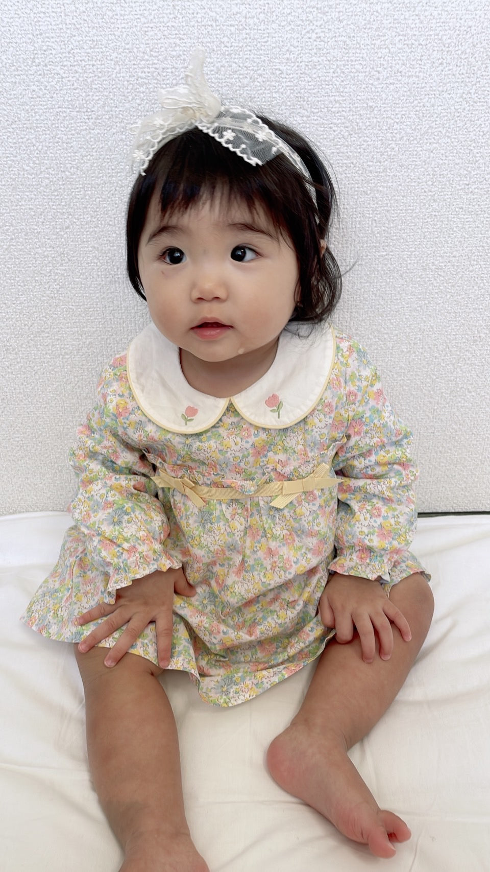 dave&bella Dave Bella Tulip embroidery collar yellow floral dress DB1221058