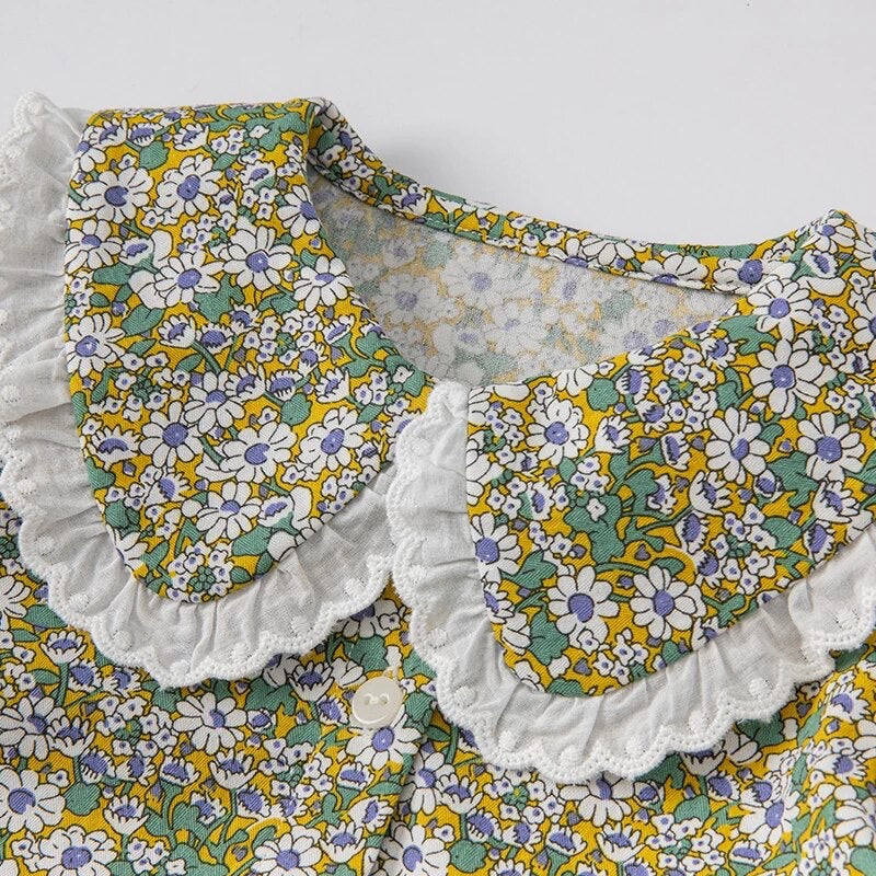 dave&bella デイブベラ ビッグカラーグリーンフローラルワンピース DB1221229