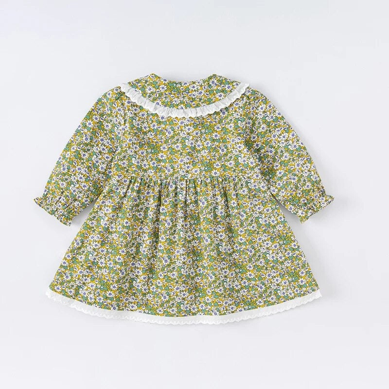 dave&bella デイブベラ ビッグカラーグリーンフローラルワンピース DB1221229