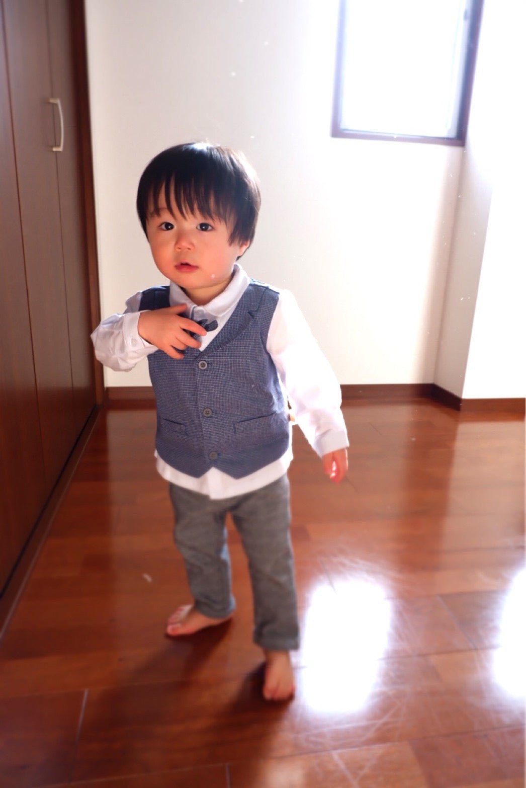 dave&bella Dave Bella blue vest docking shirt setup with bowtie DB1221148